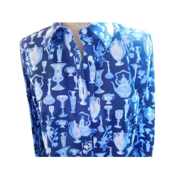 Talbots Size 6 Vases Print Button Down Long Sleeve Non Iron Shirt NWT - Picture 3 of 3